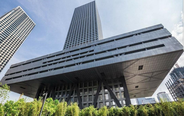 The impressive architecture of the Shenzhen stock exchange.